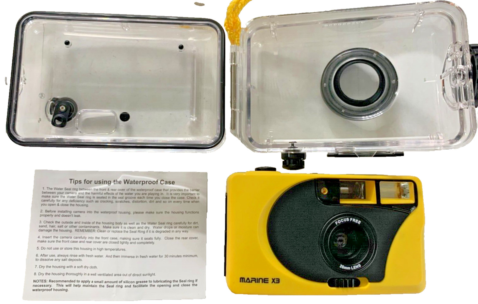 Marine X3 Motorized 35mm Underwater Camera Flash & Lexan 25 meter Hard Case NEW