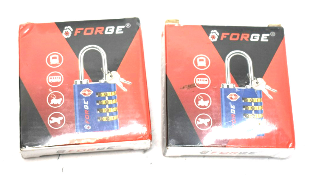 Forged Dual Opening Key or Combination Access Lock w/ Keys Padlocks 2 Pack