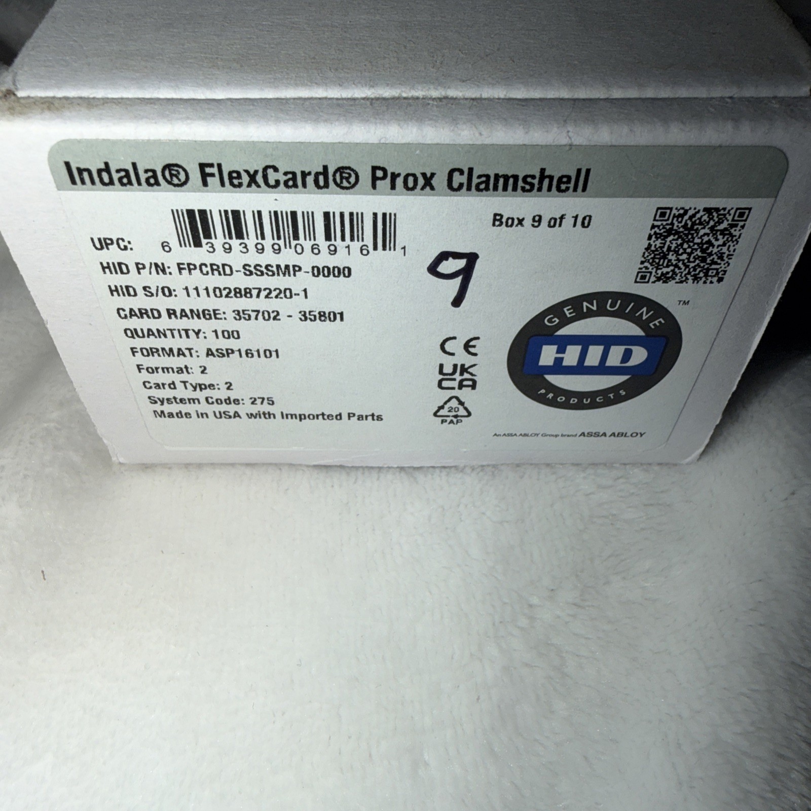 100 HID Indala FlexCard Prox Clamshell Access  FPCRD-SSSMP-0000 26 Bit KeyCard