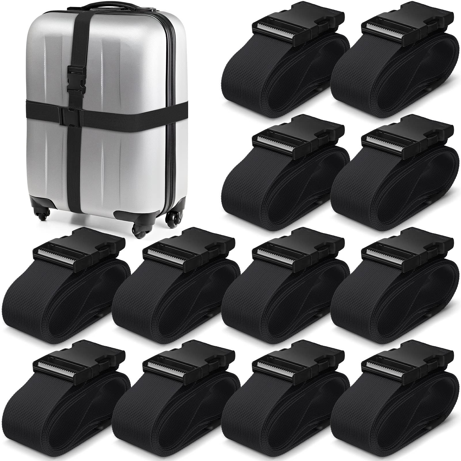 Eccliy 12 Pack Luggage Straps Suitcase Belts Wide Adjustable Packing Straps T...