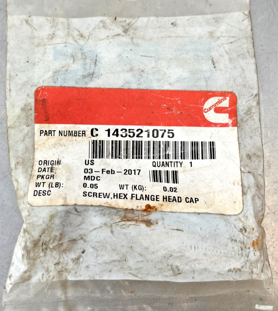 143521075 Genuine OEM CUMMINS Hex Flanged Head Cap SCREW BOLT