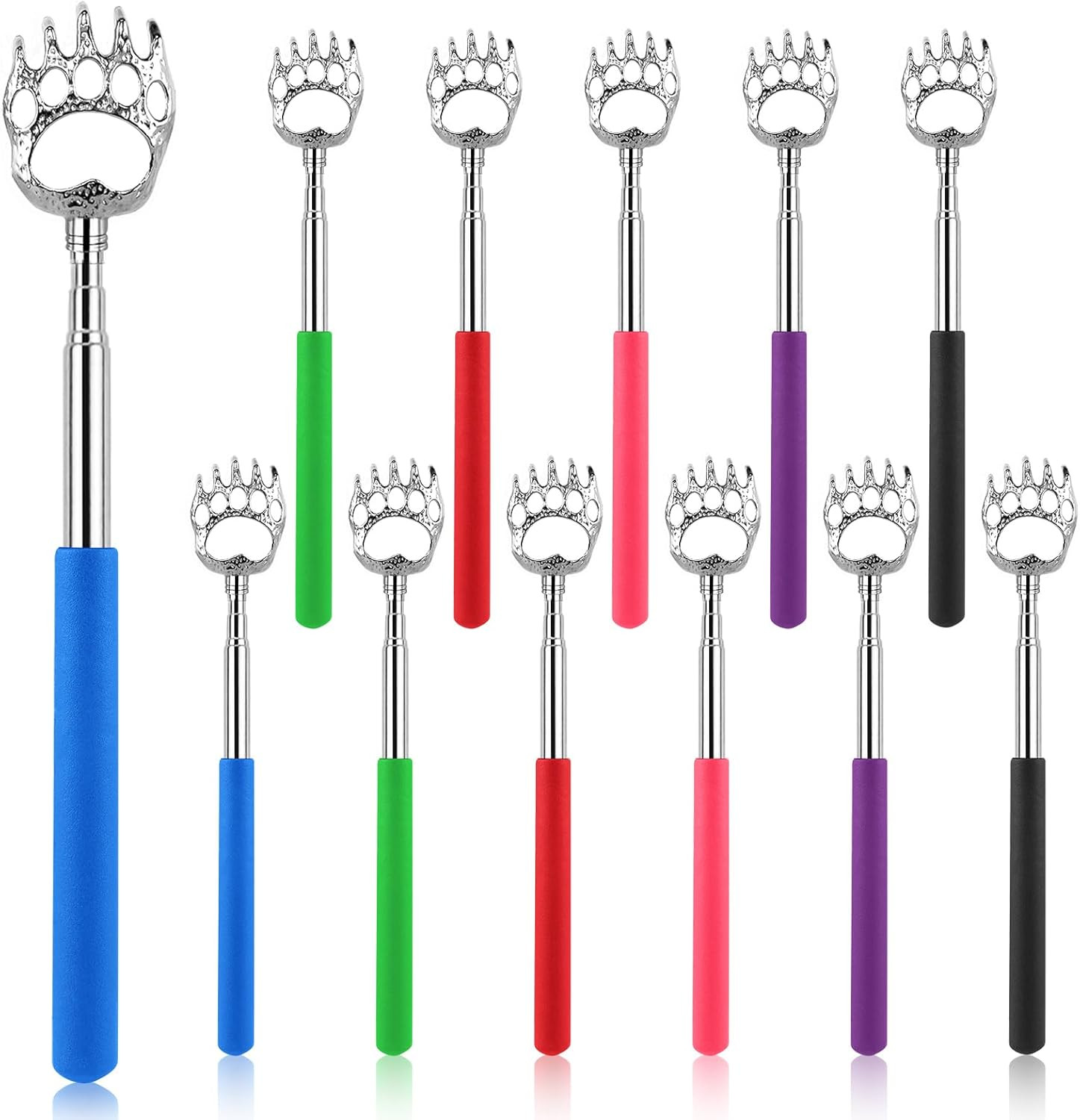 12 Pack Extendable Bear Claw Back Scratcher Bulk, Stocking Stuffers for Men Wome