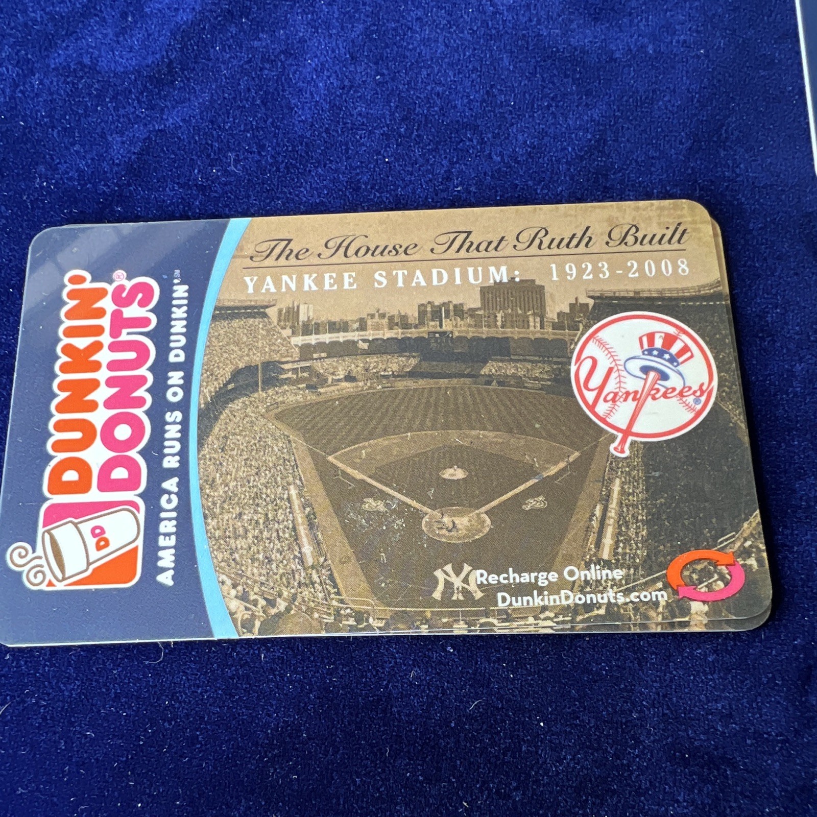 Dunkin' Donuts Gift Card New York Yankees Yankee Stadium 1923-2008 $0. Recharge