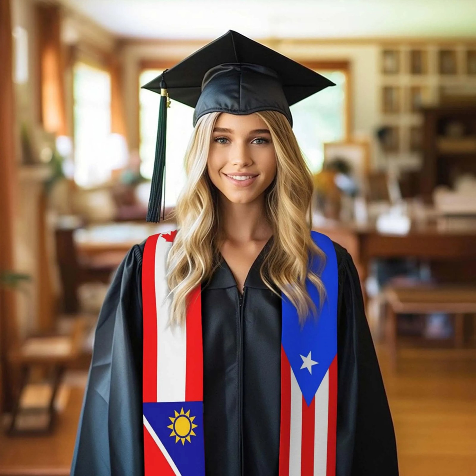 Custom Multi Country Flag Graduation Stole 2026 Personalized Grad Sash
