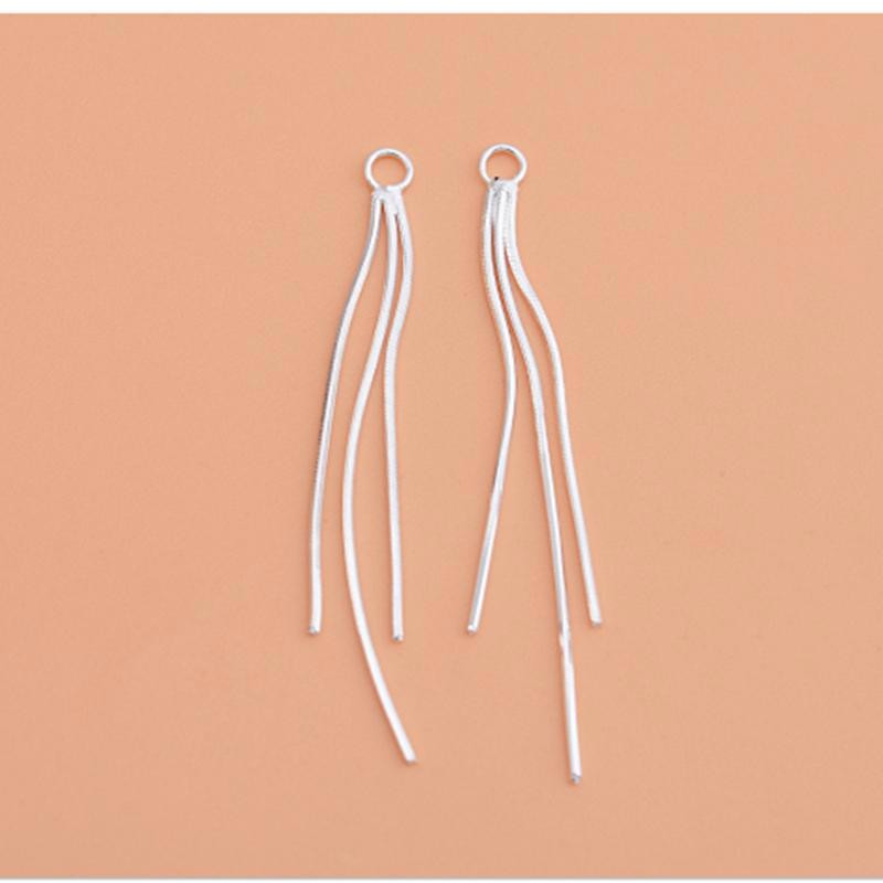 1 Pair Solid Silver Tassel Charm Pendant, S925 Charm Supply YXY02