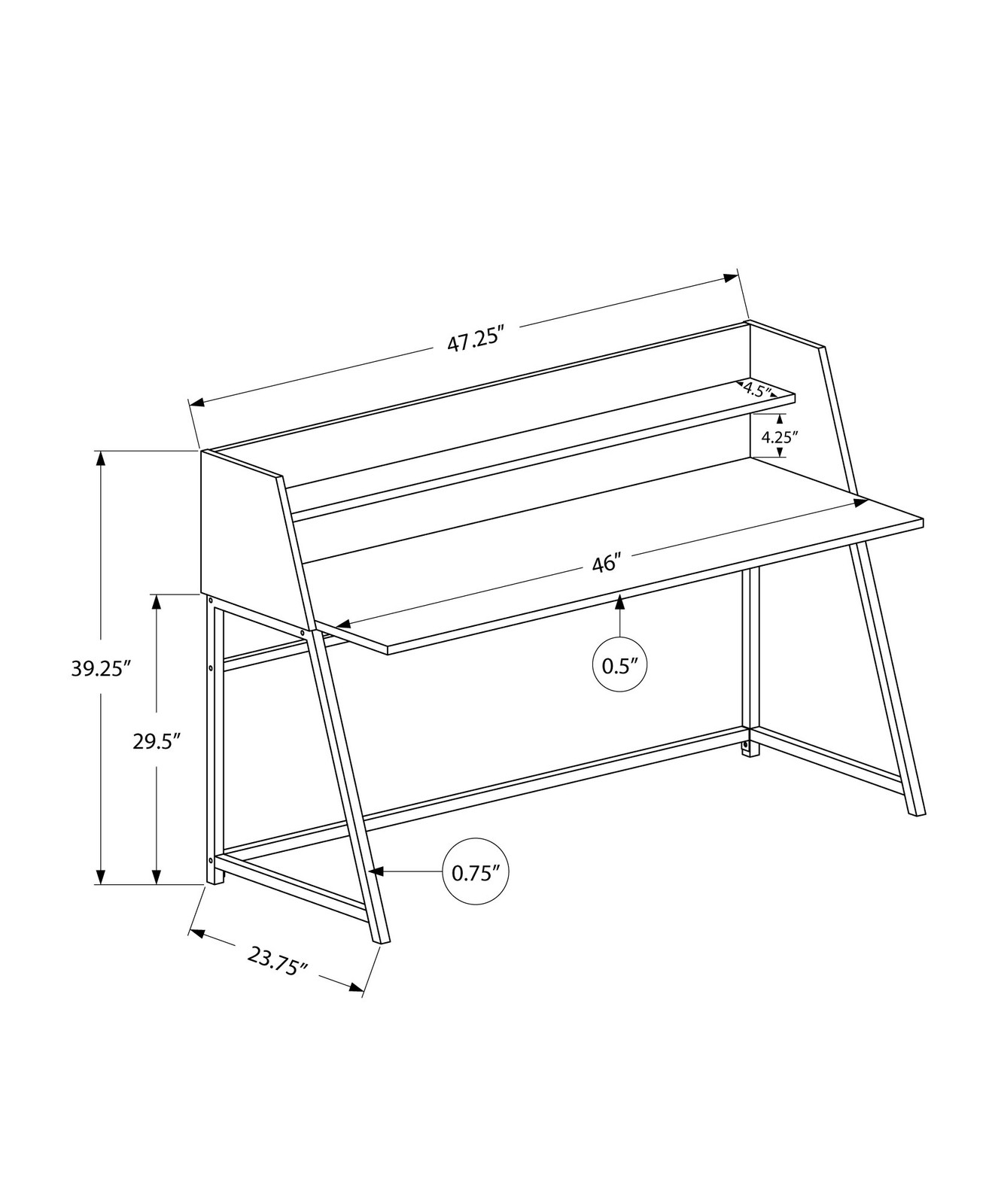 Computer Desk, Home Office, Storage Shelves, White Marble Look Laminate