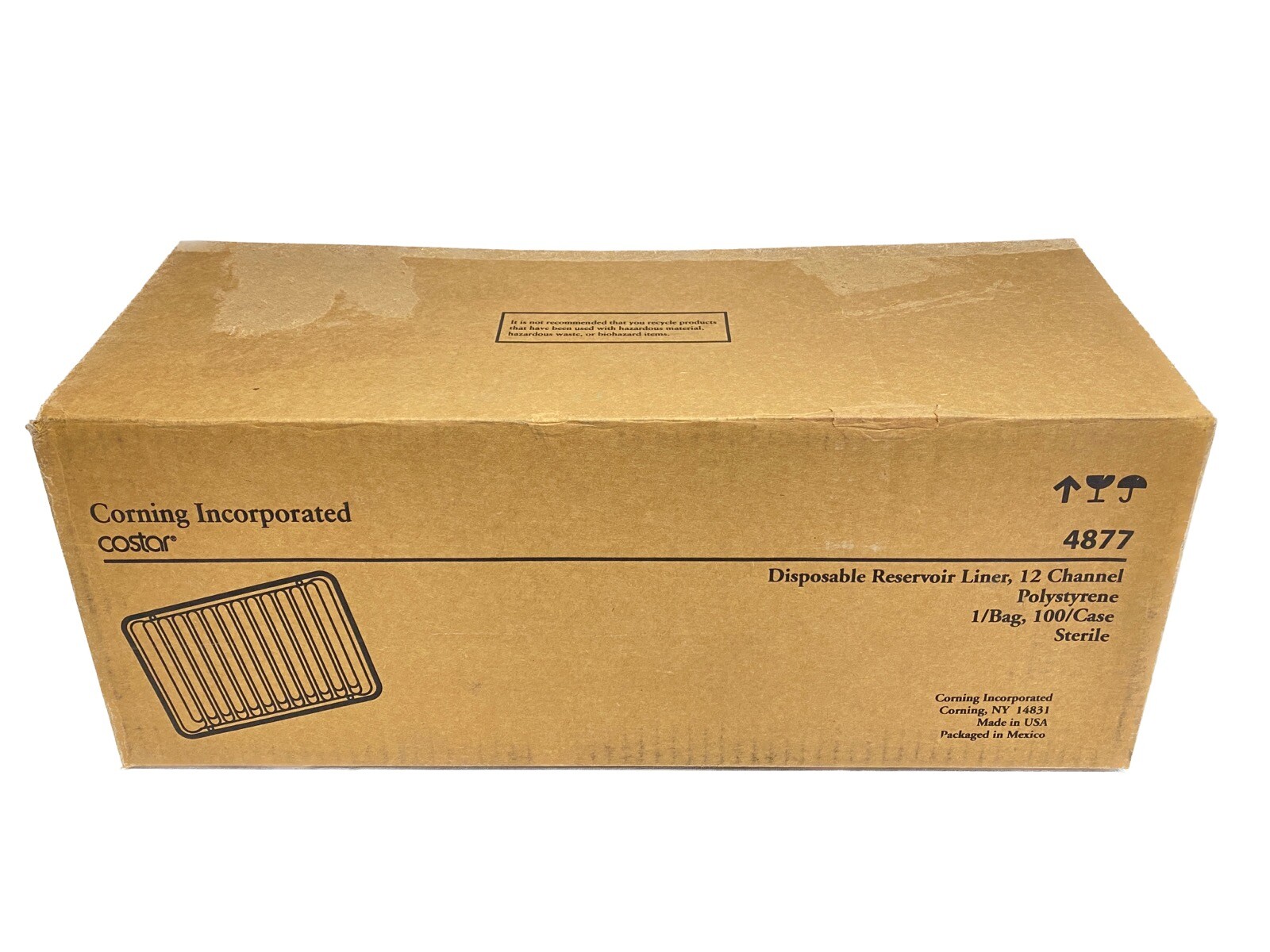 (100/Case) CORNING Costar Disposable Polystyrene 12-Channel Reservoirs 4877