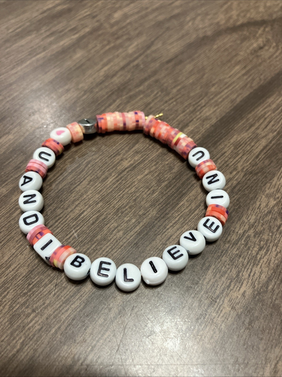 handmade beaded bracelet My Friends I Love You And I Believe In You Pinks Heart