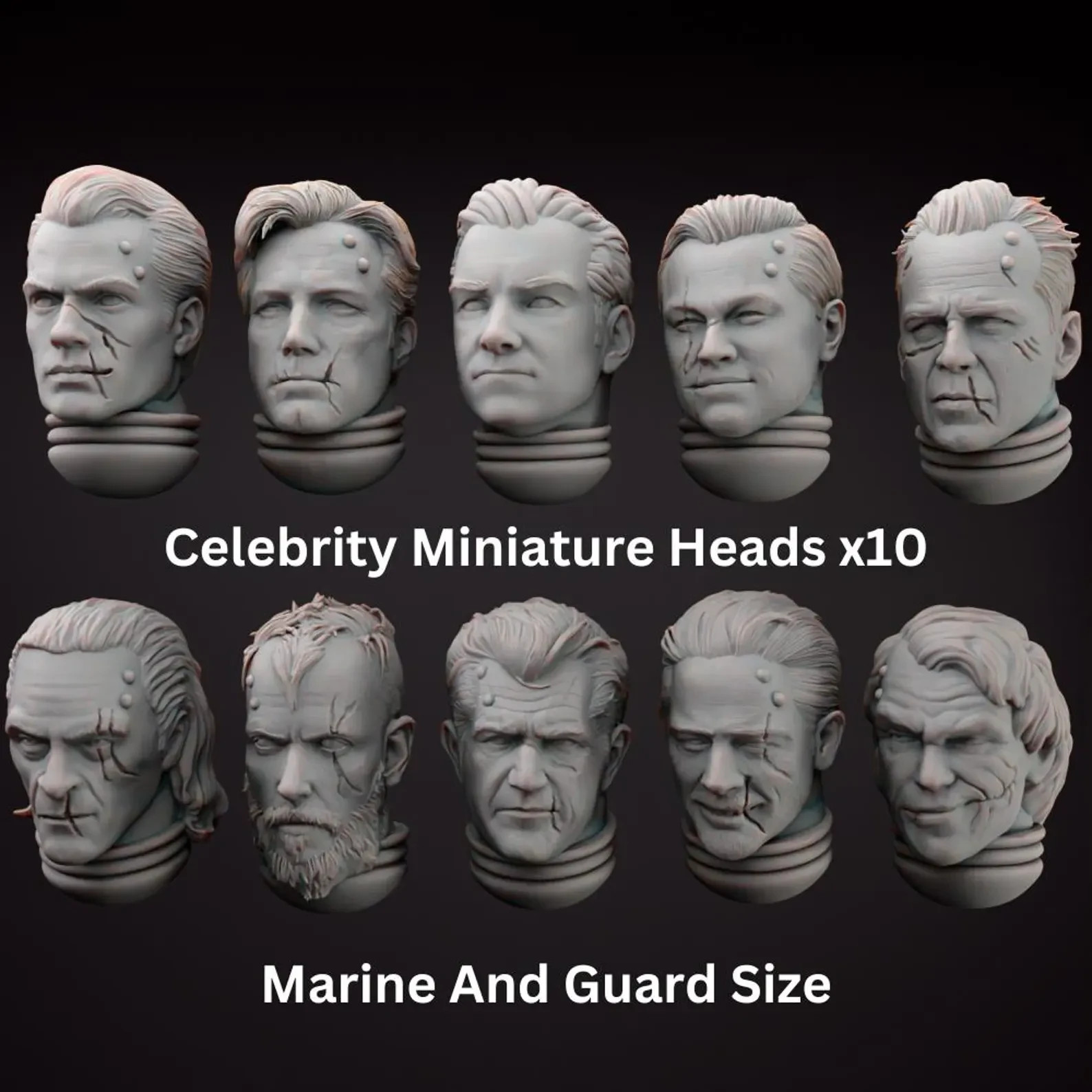 Celebrity Space Solider Heads Tabletop Sci Fi Miniature Wargaming Proxy 3D Resin