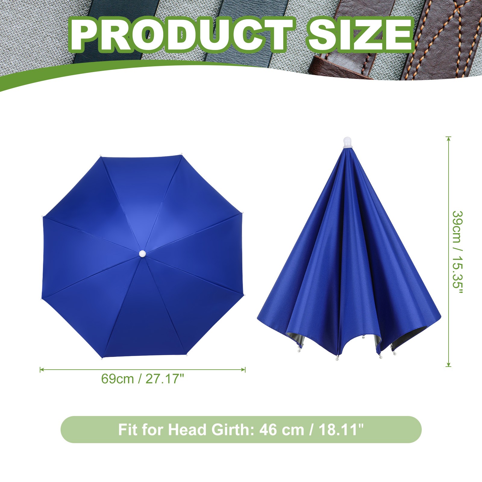 Umbrella Hat Fishing Hat with Elastic Band for Fishing (Sapphire Blue)