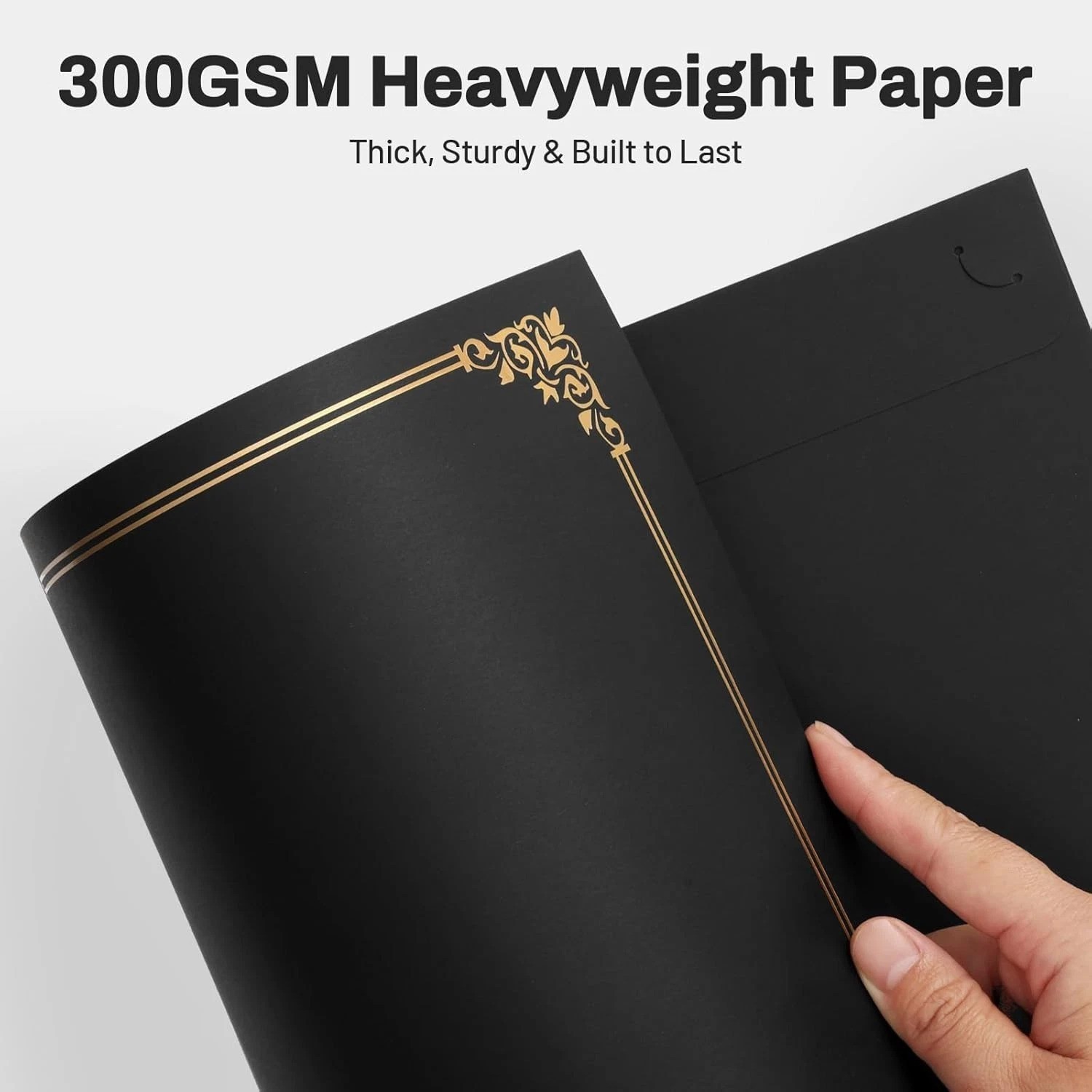 Black Certificate Holders, 50 Pack - Gold Foil Border
