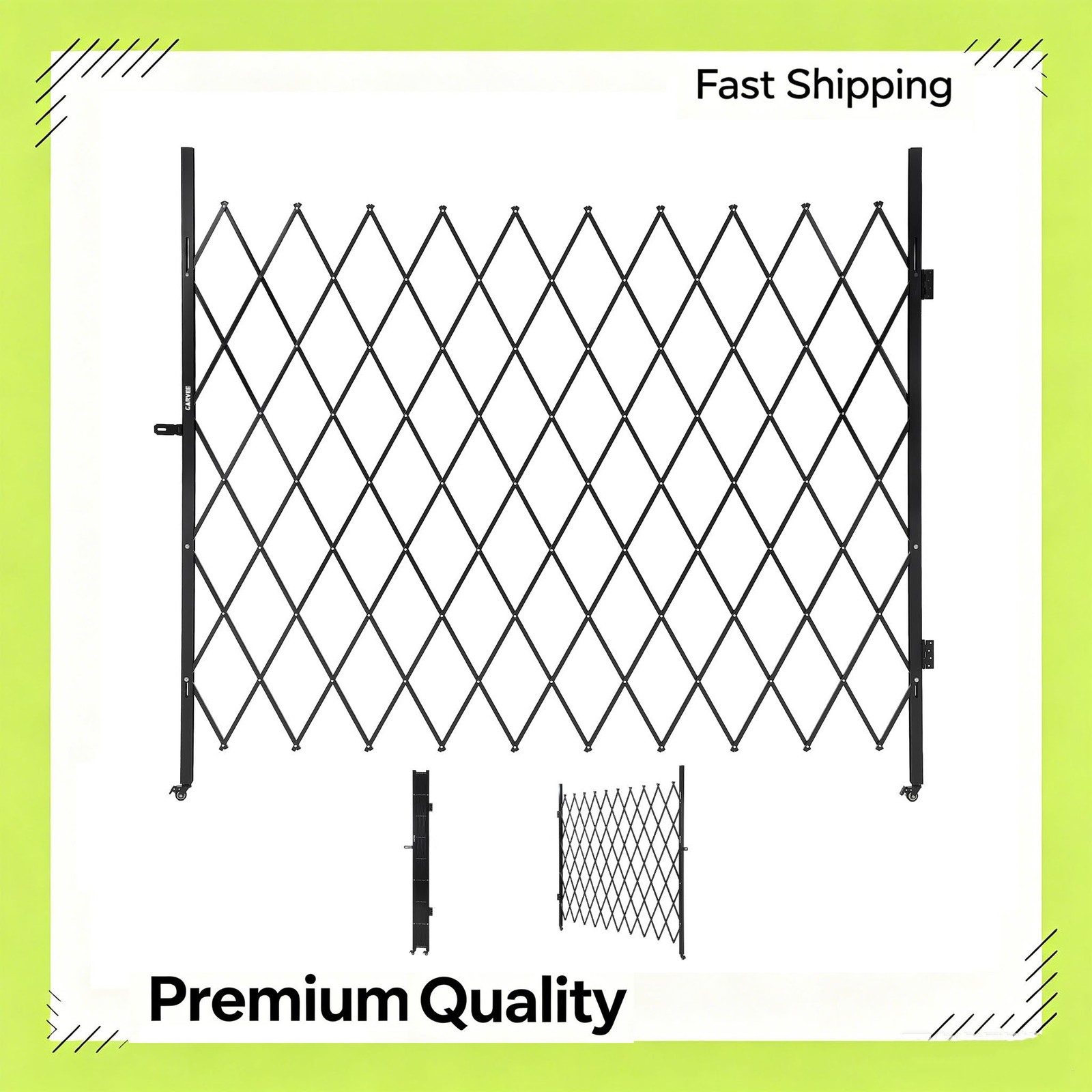 50"x 70" Expandable Metal Security Barricade Folding Driveway Gate with Key Lock