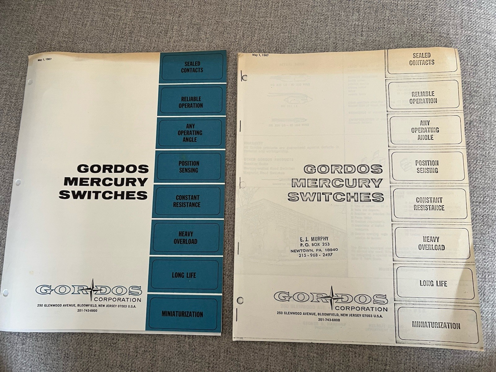 Vintage Gordos Mercury Switches Engineers Reference Books Manuals