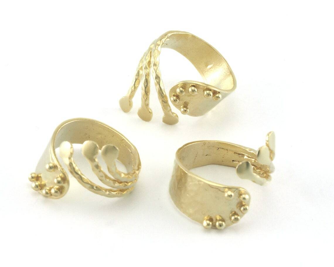 Hammered wrap ring raw brass (6-10 US Adjustable ) 4202