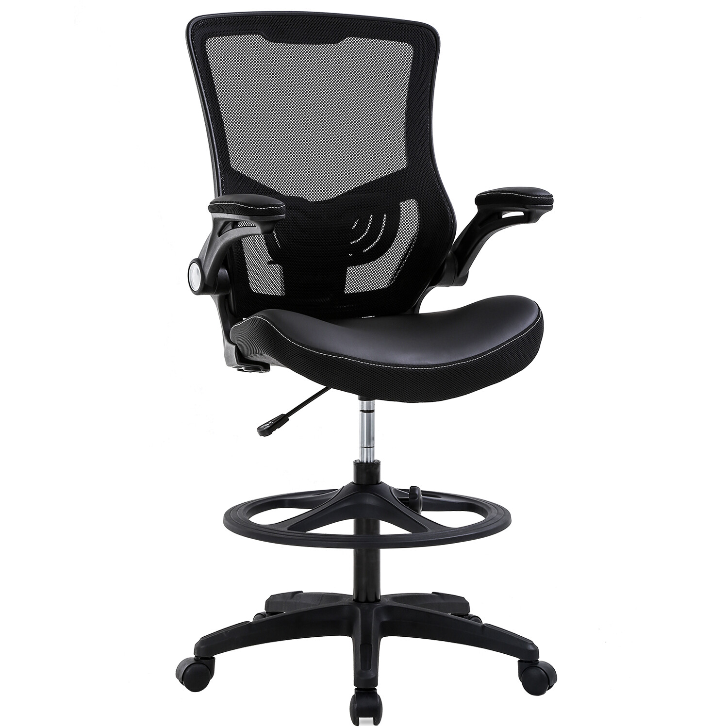 Drafting Chair with Flip Up Arms Foot Rest Back Support Adjustable Height