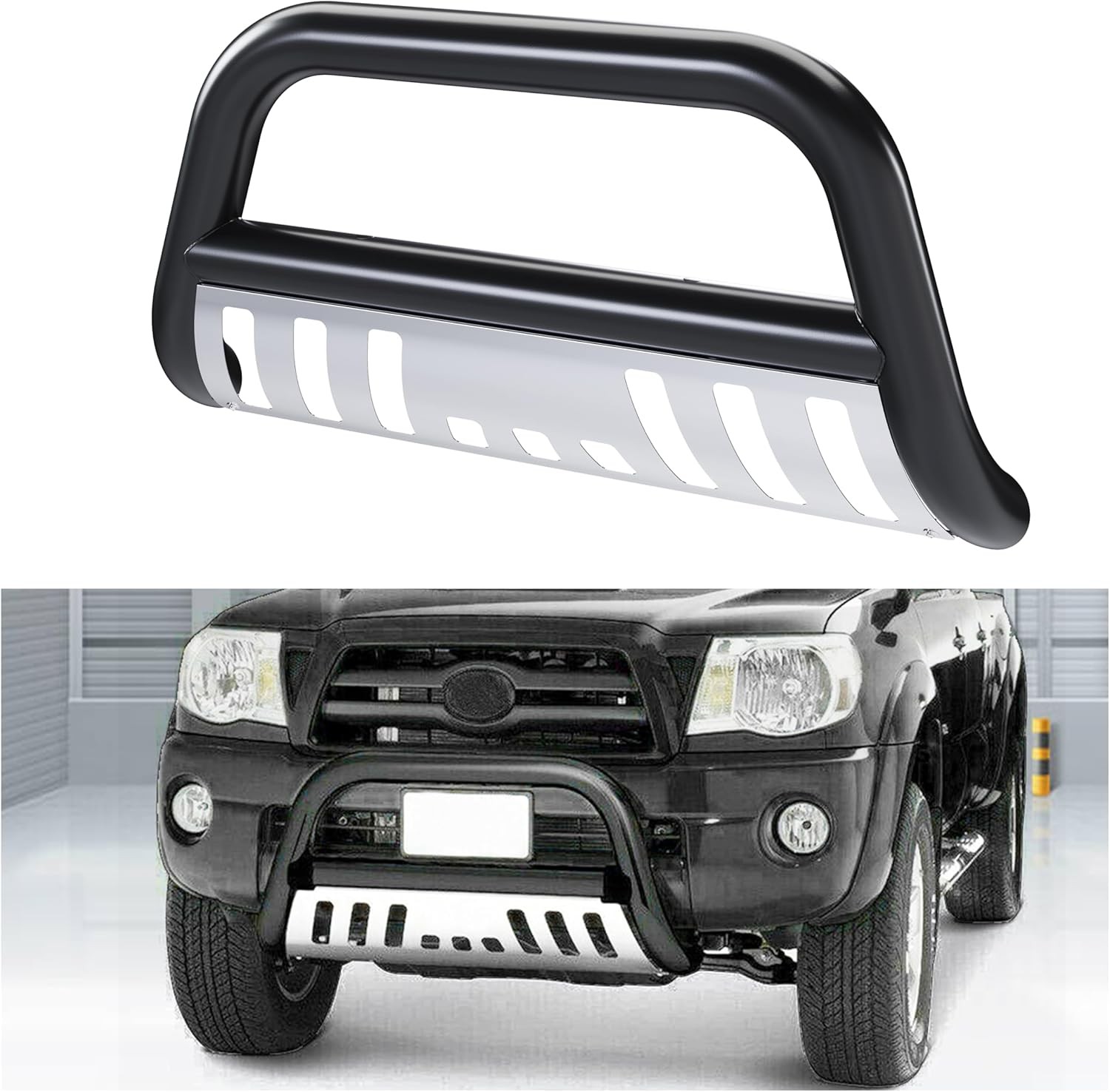 05-15 Toyota Tacoma 3" Bull Bar Stainless Steel Black Tube Brush Push Grille