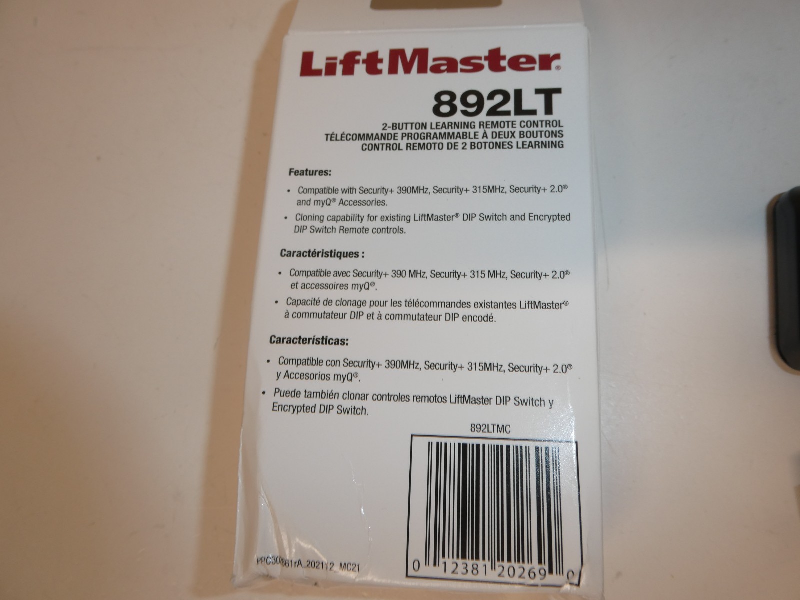 LiftMaster 892LT 2 Button Visor Learning Garage Door Learning Remote Control NEW