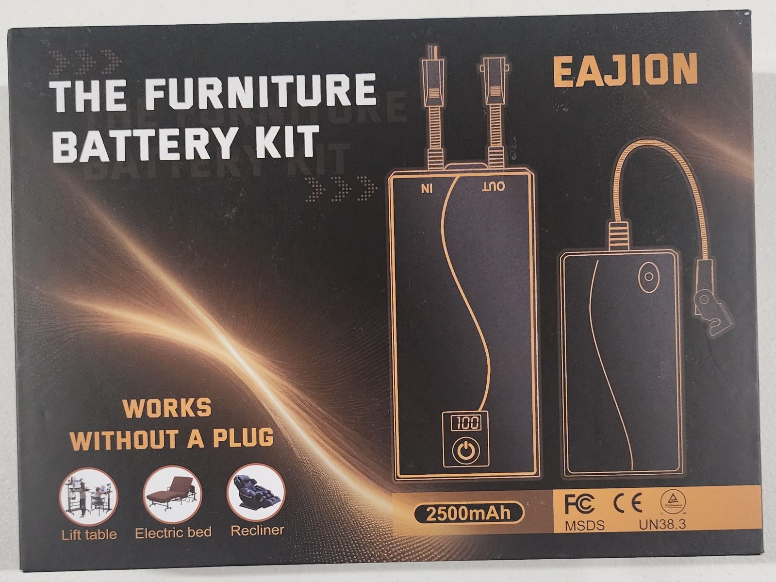 EAJION Battery Pack for Reclining Furniture 2500 mAh Battery Pack with Adapter