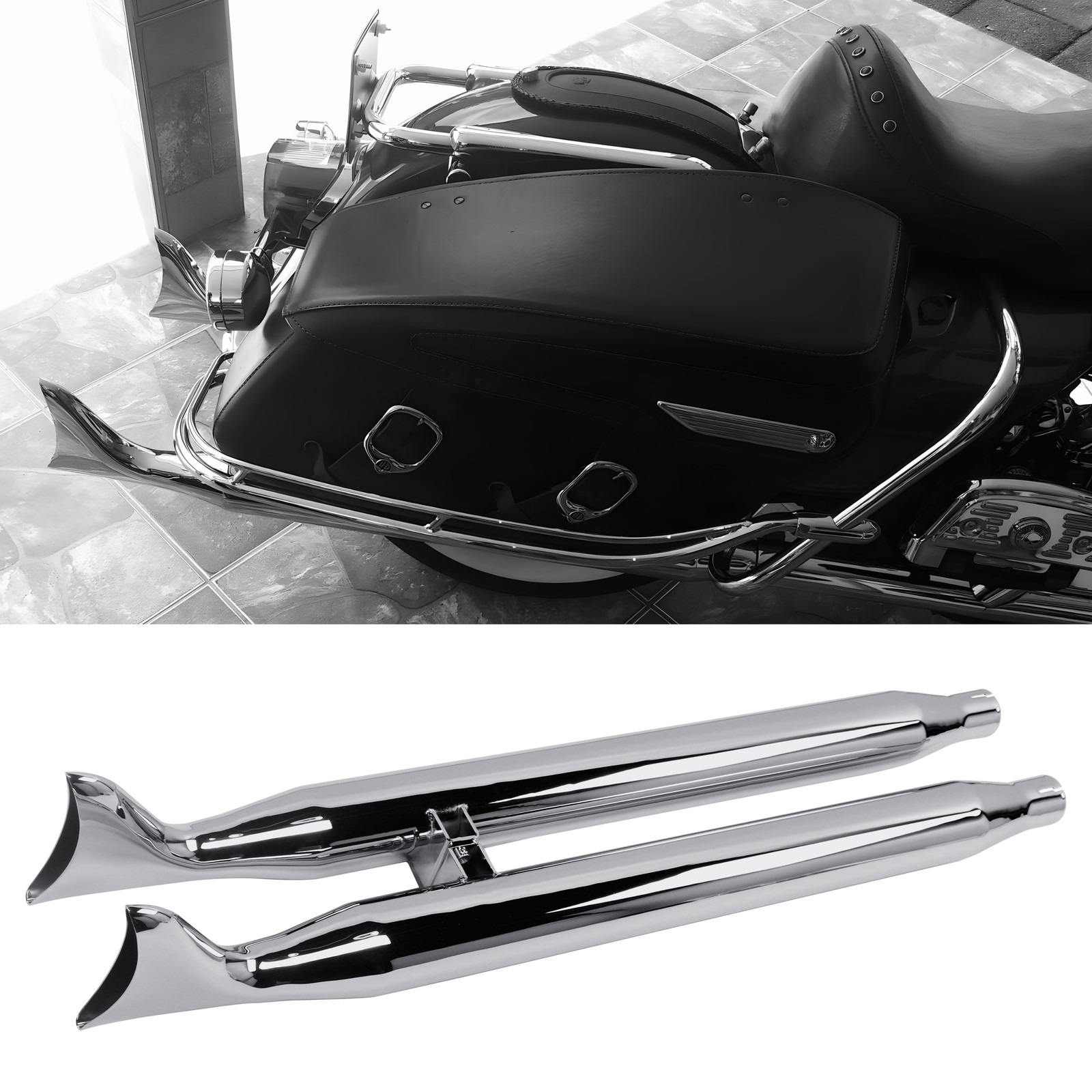 IronGrowl Deep Rumble Tone Fishtail Mufflers for 2014-up Indian Touring&Bagger.