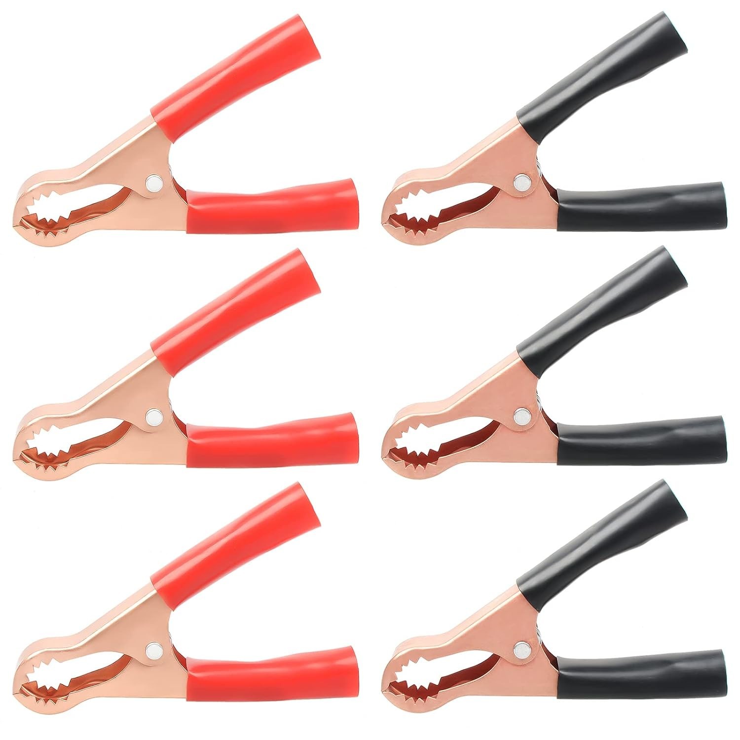 6-Piece 50A Alligator Clips - Durable Insulated Metal Clamps for Testing