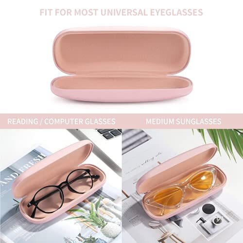 Glasses Case Hard Shell - PU Leather Eyeglass Case Eyeglasses Case for Pink