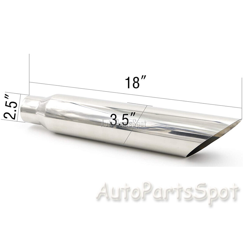 Universal Stainless Steel Exhaust Tip Angle Cut 2.5" Inlet - 3.5" Outlet -18"