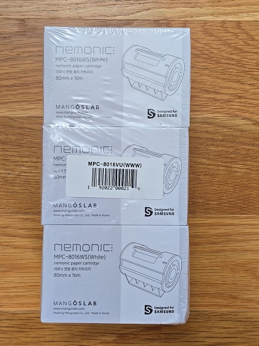 NEMONIC mpc-8016ws (white) 80mm X 16mm 3-pack Paper Cartriges