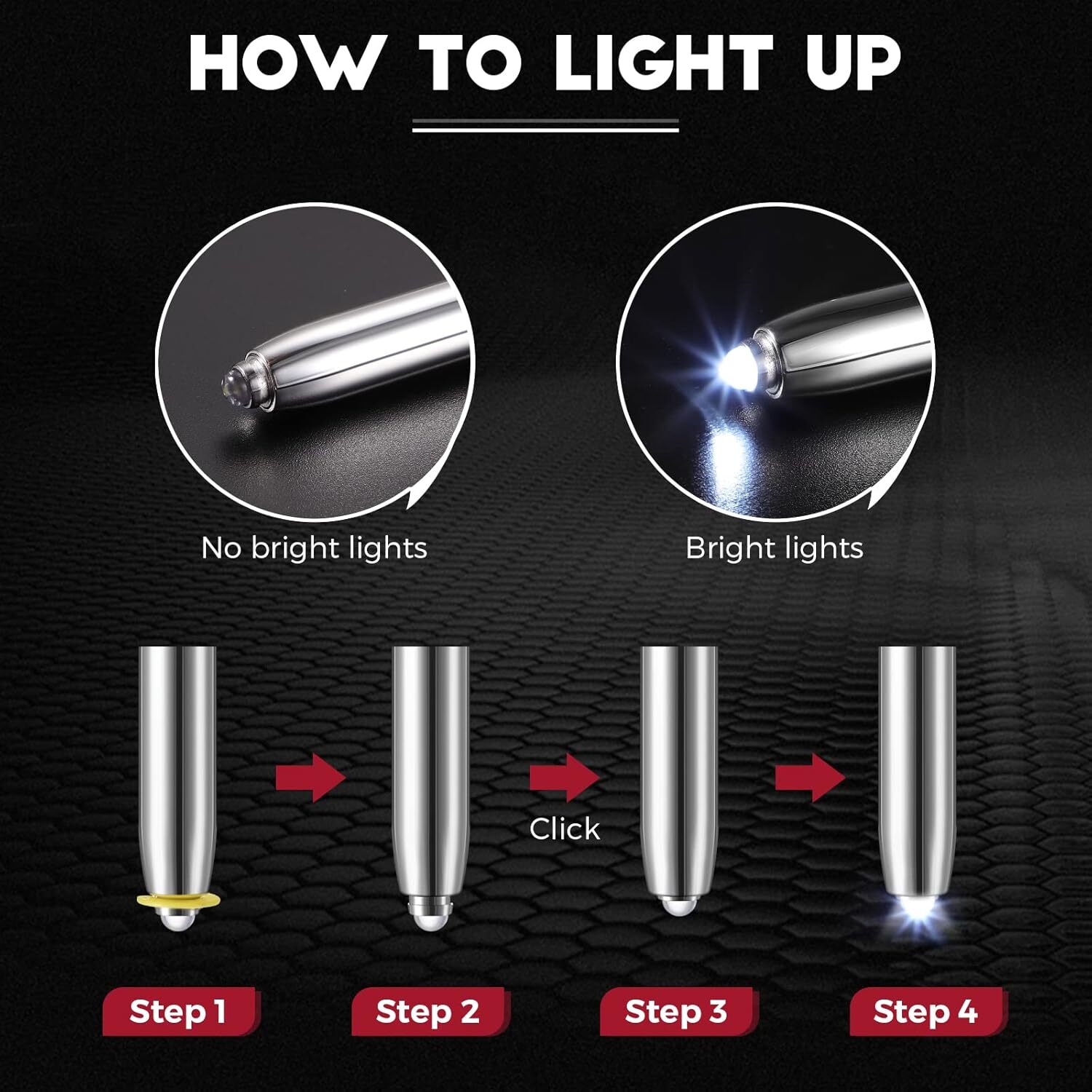 Paquete De 5 Boligrafo Con Linterna Led Y Funcion Tactil