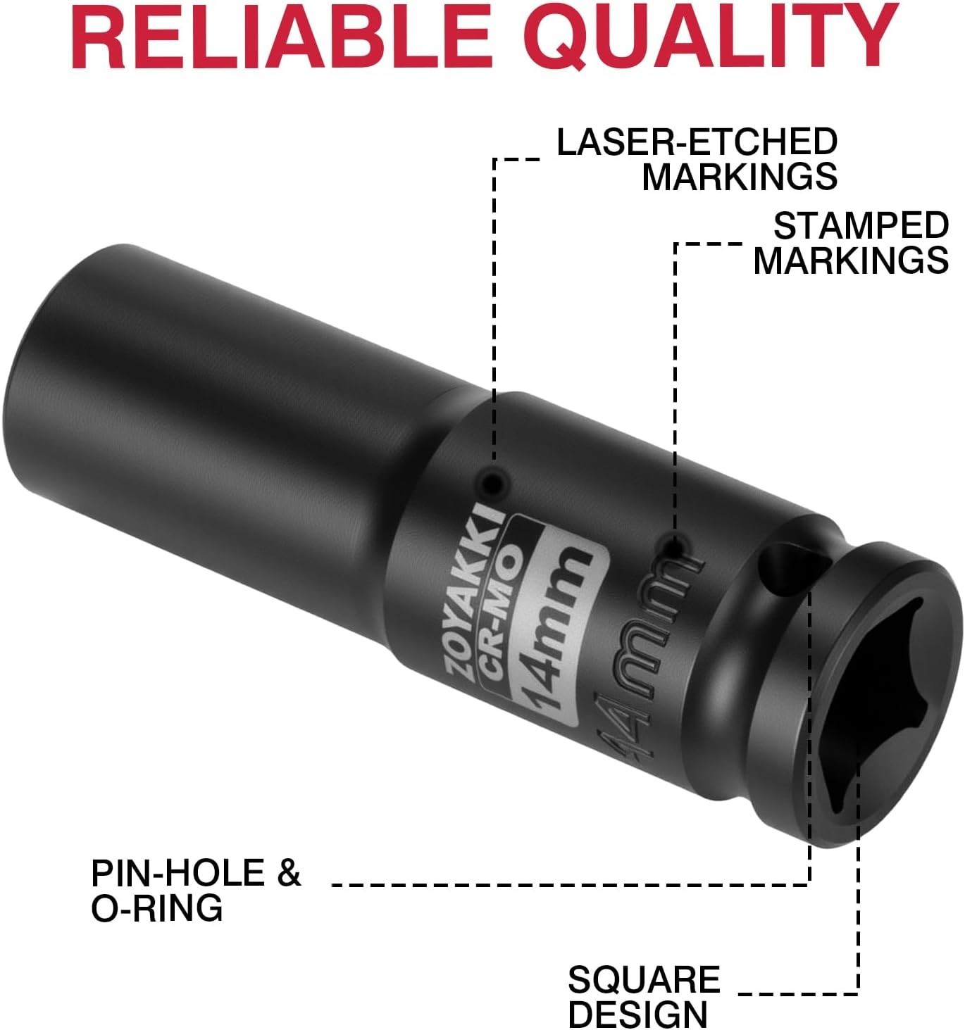 Professional 1/2" Drive 14mm Impact Socket - Durable CR-MO Construction