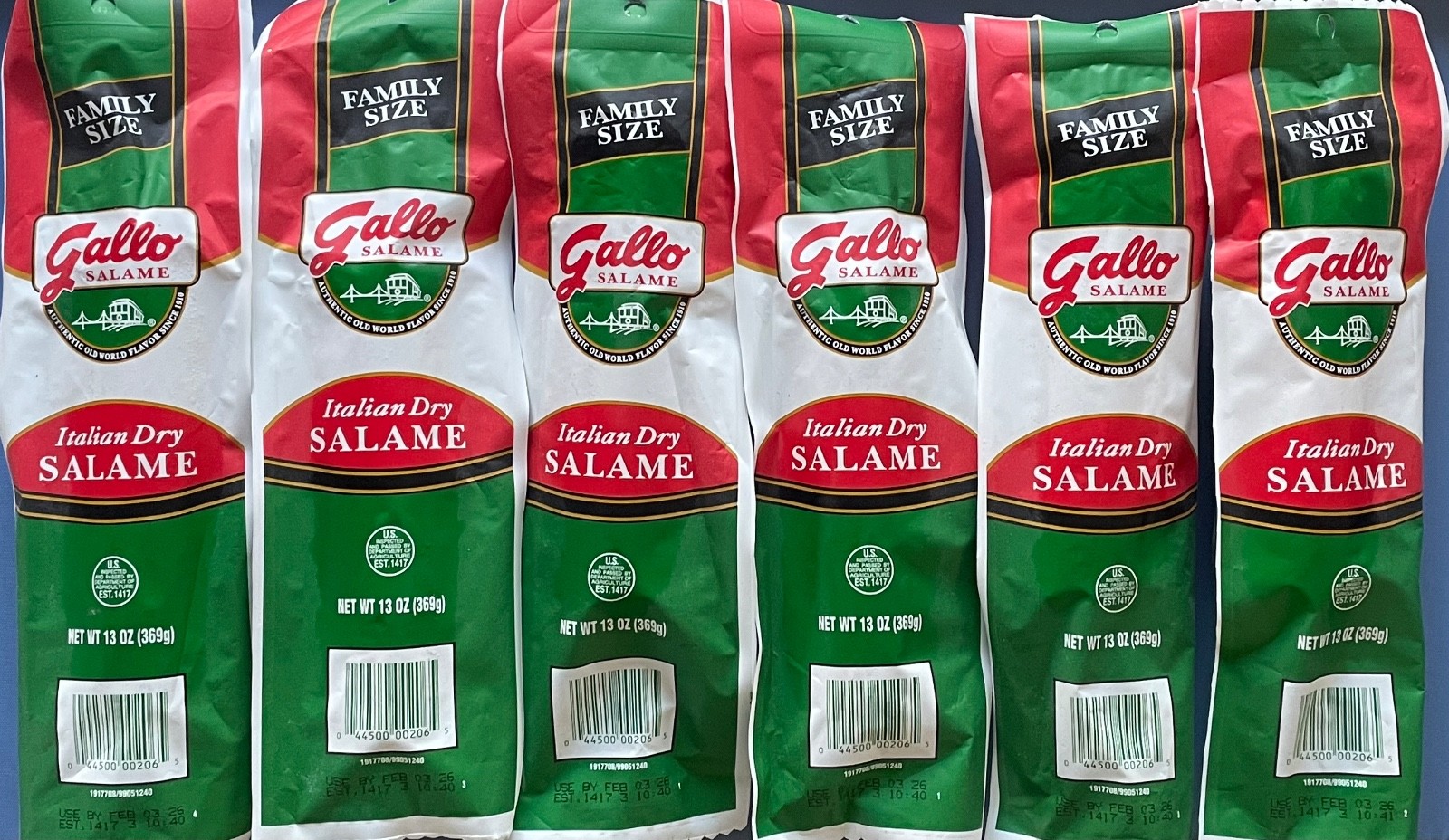 6-PACK GALLO ITALIAN DRY SALAME Family Size Salami 13 oz x 6 FRESHEST 6/30/2026