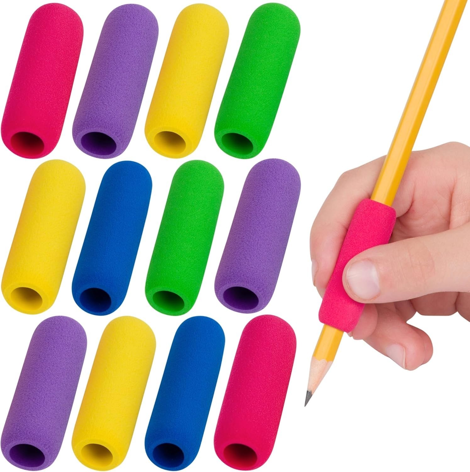 The Pencil Grip 12 Count (Pack of 1), Blue, Green, Purple, Red, Yellow
