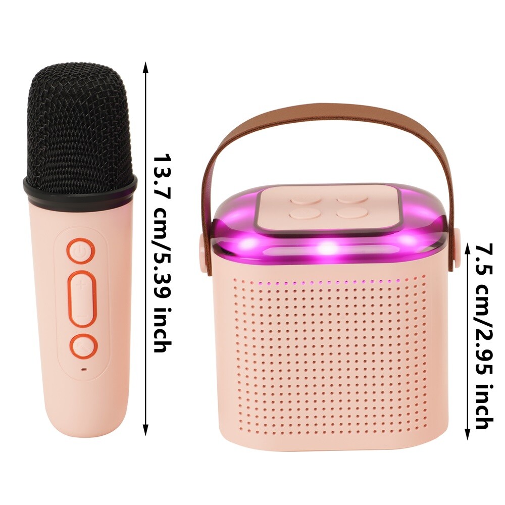 Portable Karaoke Machine Kids Bluetooth Speaker 2 Microphones