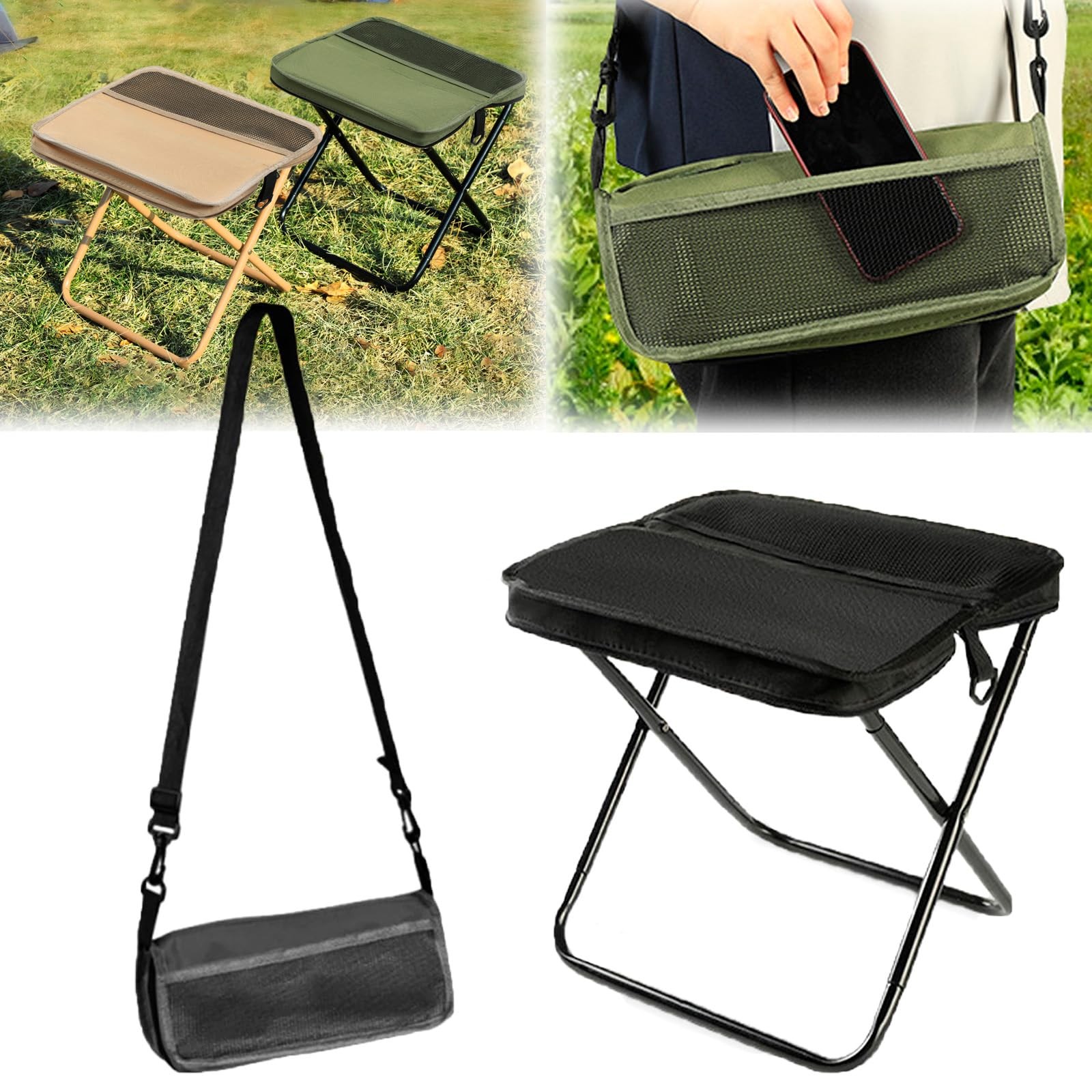 Nicerice Portable Foldable Backpack Stool,Tiny Foldable Stool which can Turne...