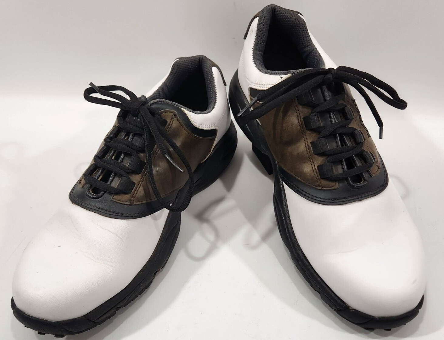 FootJoy GreenJoys Mens Golf Shoes White Brown Size 8.5 Leather Lace Up 45516