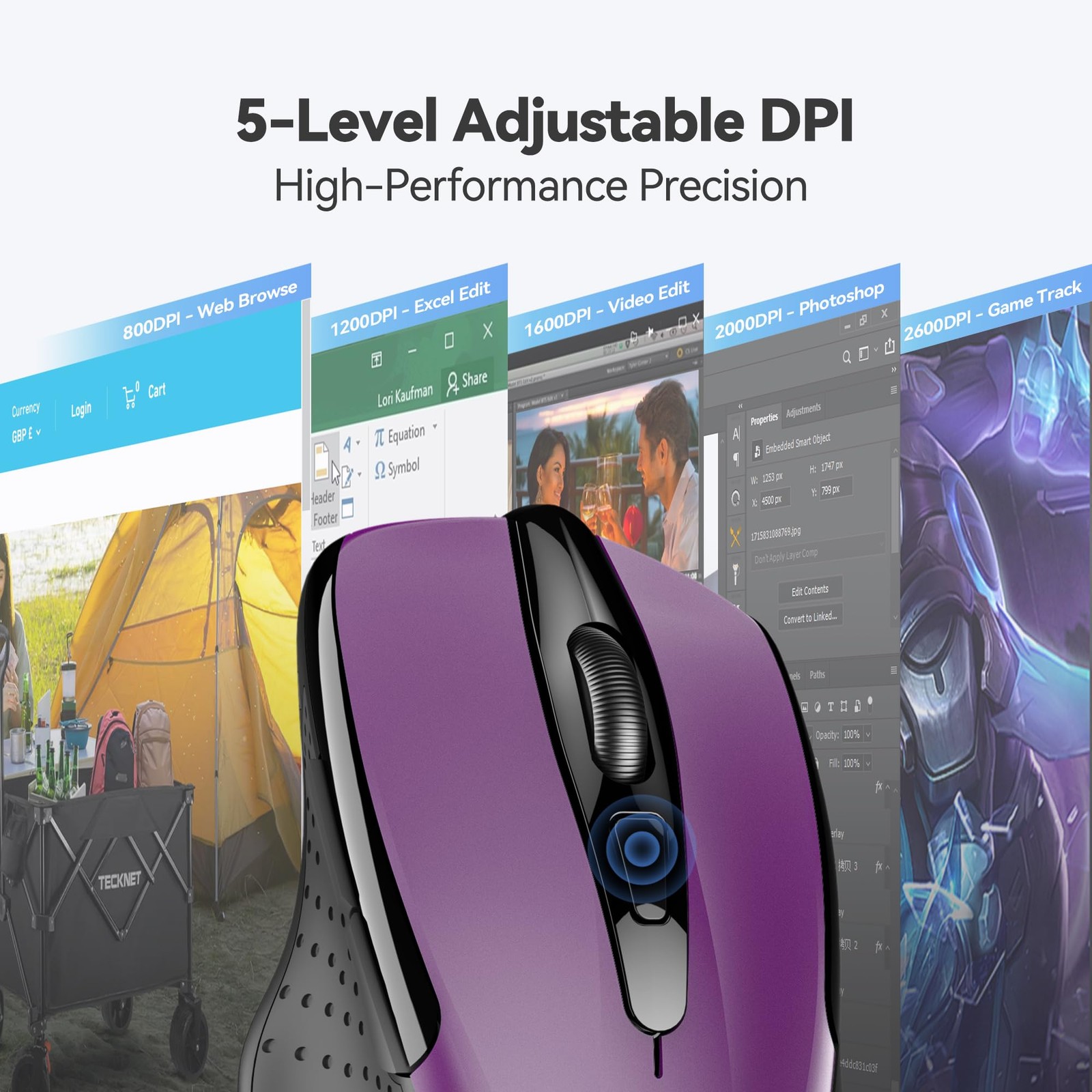 Wireless Mouse, 2.4G Ergonomic Optical Mouse, Computer Mouse for Laptop, PC, ...
