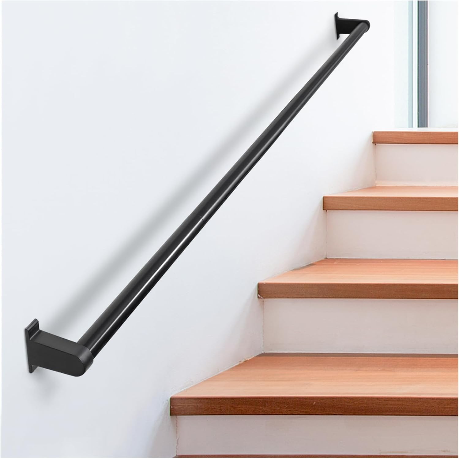 Industrial Stair Railing Metal Hand Rails for Indoor & Outdoor 4 Feet, Black