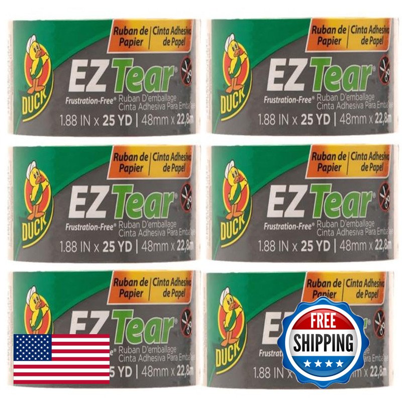 Duck Ez Tear Brown Paper Packing Tape For Boxes 6 Rolls Of Kraft Paper