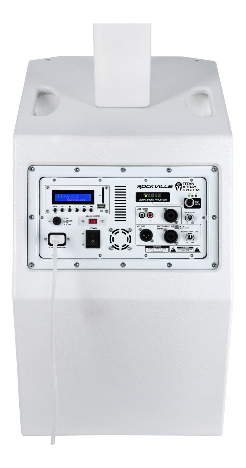 Rockville TITAN ARRAY SYSTEM WHITE Pro Powered Column Array Speaker Dual 10" Sub