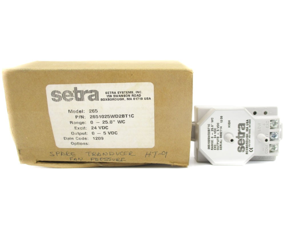 SETRA 2651025WD2BT1C 24VDC 0-25.0"WC NSMP