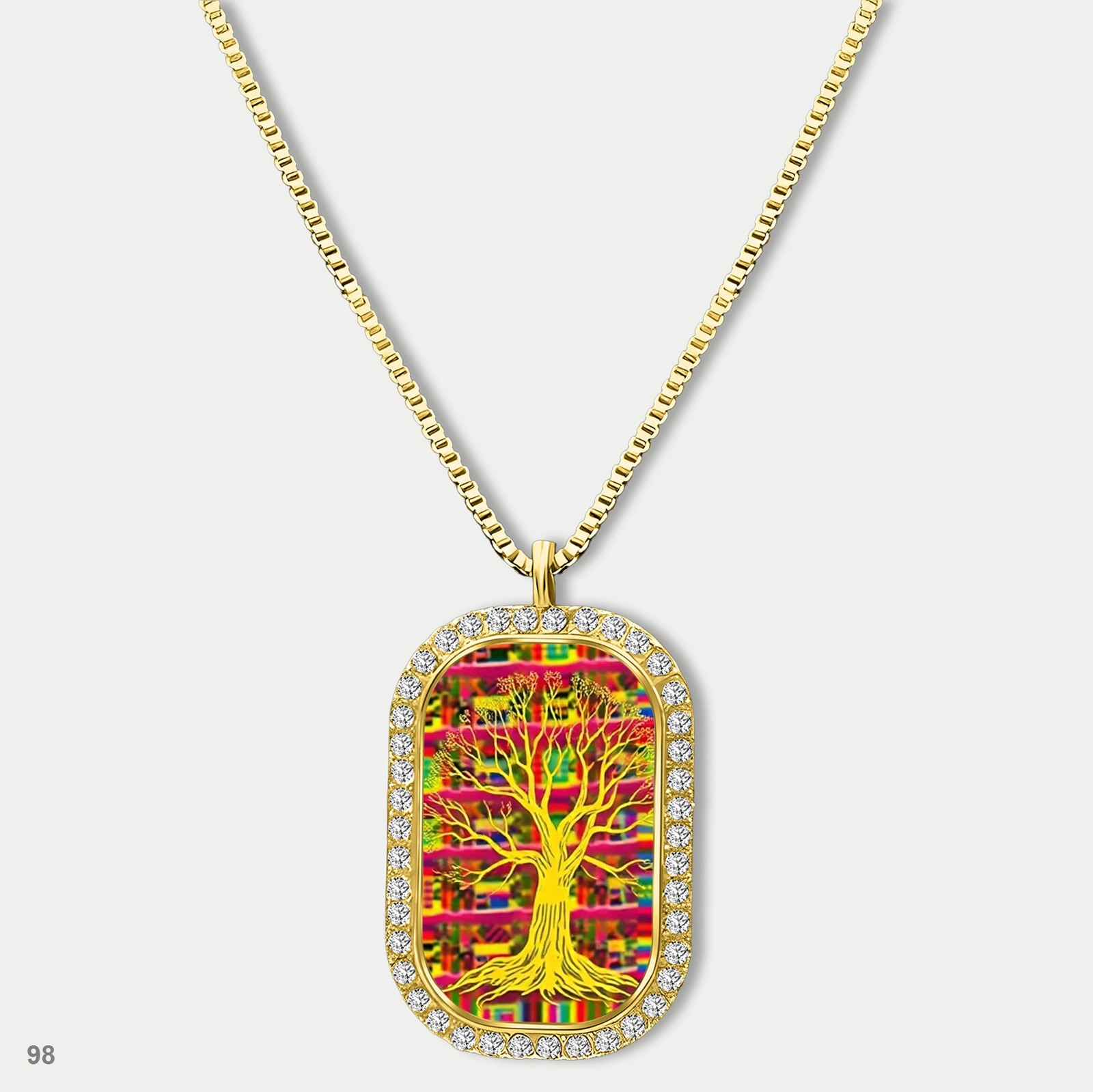 Amazing Colorful Tree of Life Pendant Necklace Chain Printed Dog Tag Chain Gift