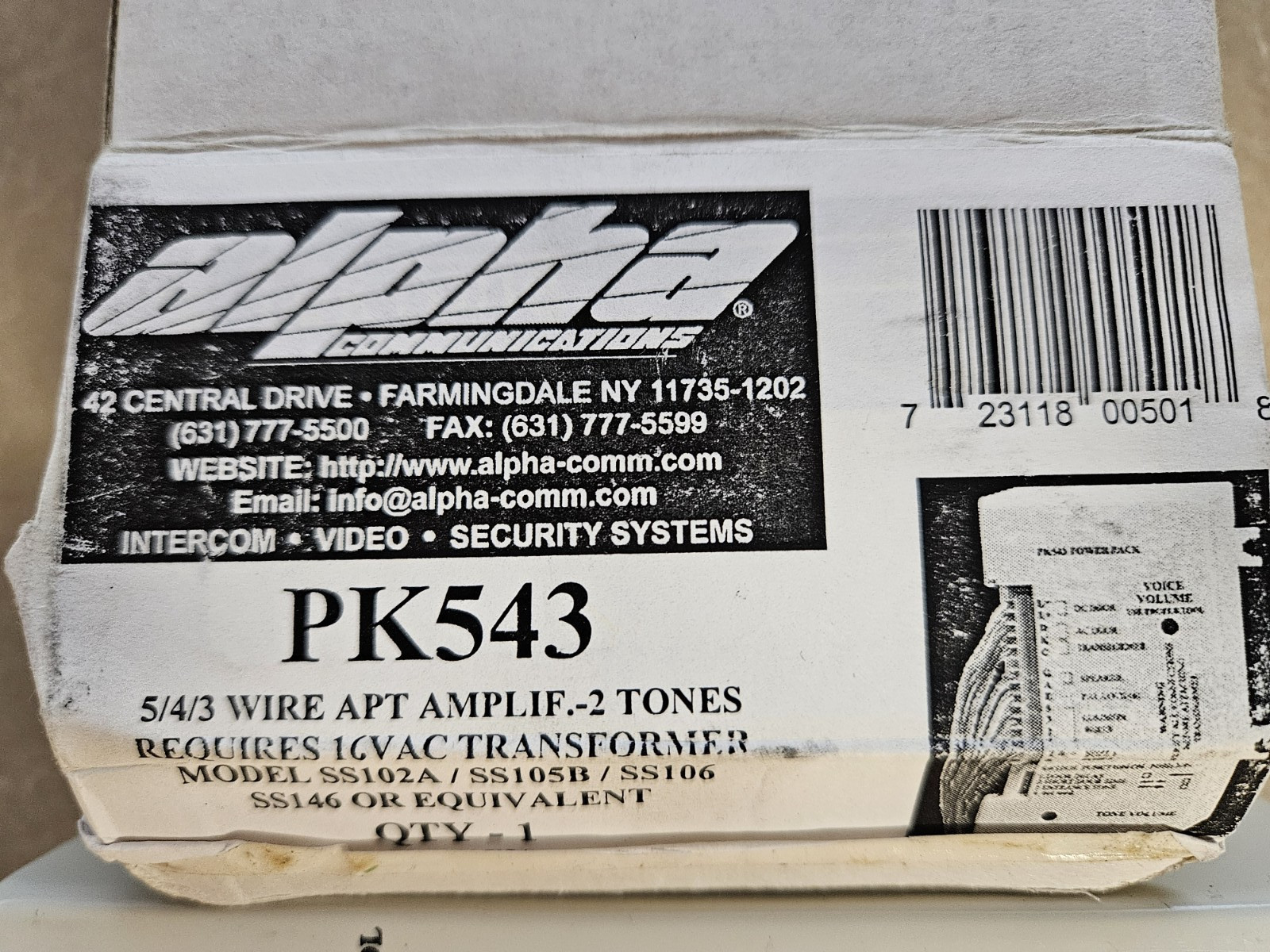 TekTone - Tek Tone - PK543 - Apartment Intercom Amplifier - With Cable