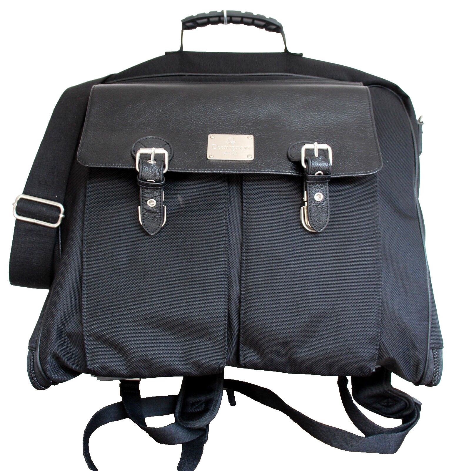 OSSINGTON BLACK NYLON LEATHER TRIM SUITCASE CARRYON BACKPACK LUGGAGE SHOULDERBAG