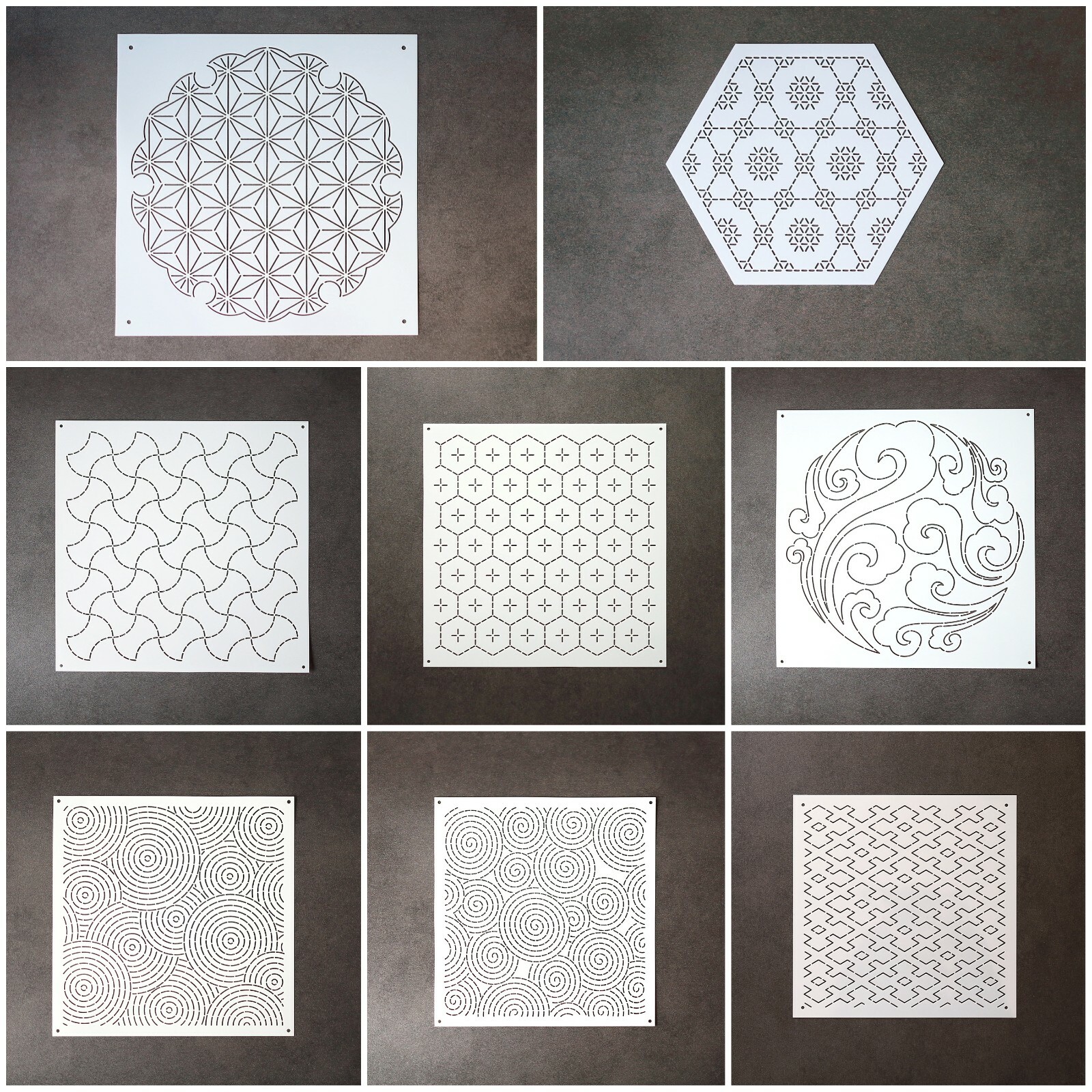 Sashiko Stencils | Embroidery template or Quilting Stencils | Sashiko Template