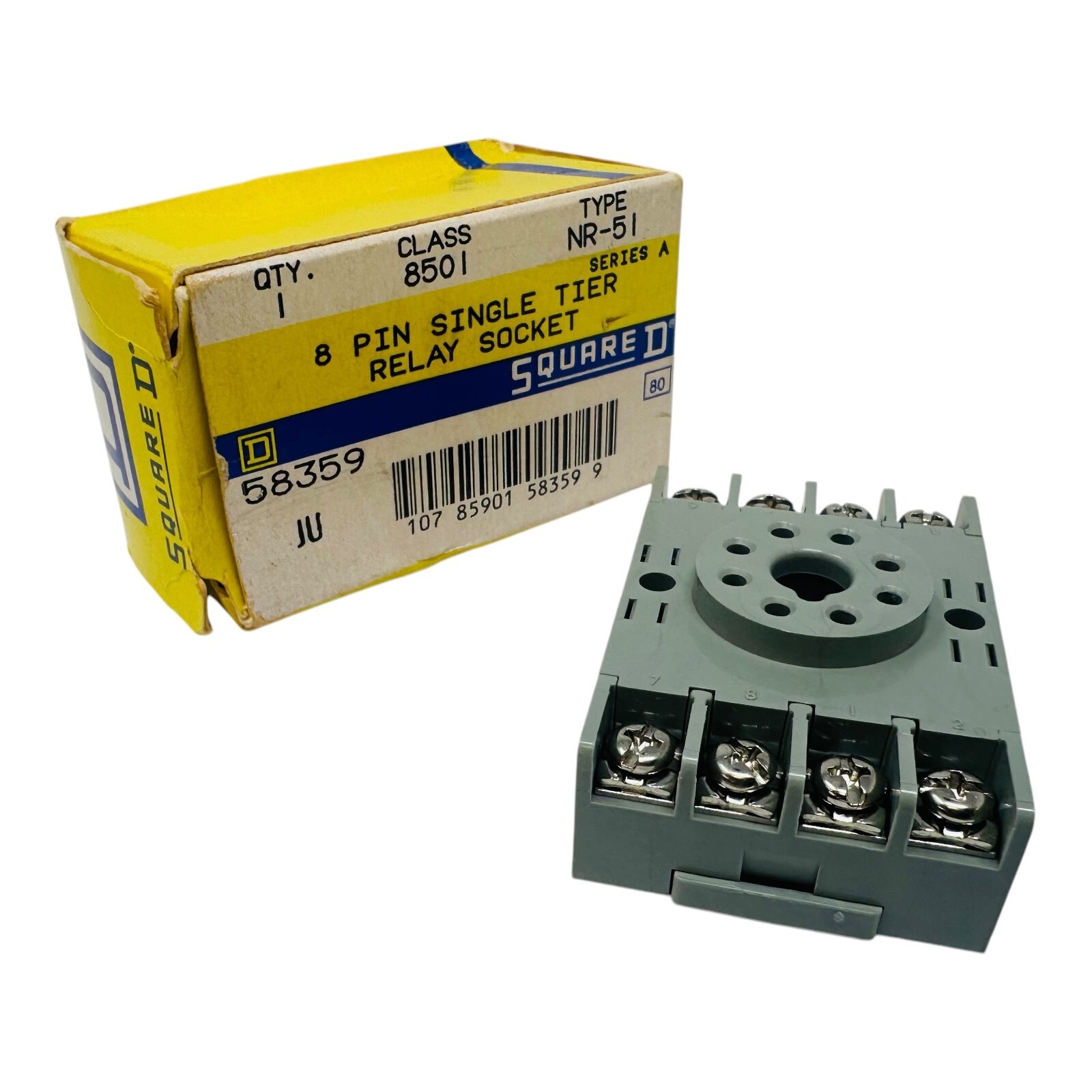 SQUARE D 58359 8-PIN SINGLE TIER RELAY SOCKET NW/UNUSED SURPLUS