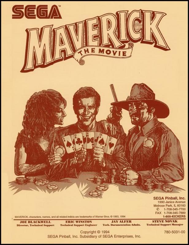 Maverick Pinball Game Operation/Service/Repair/Troubleshooting Manual SEGA VB