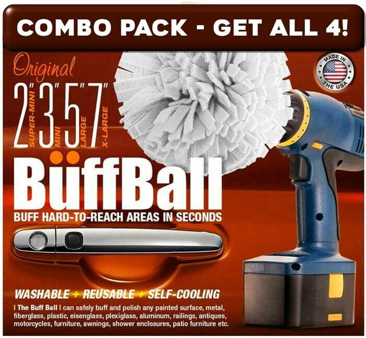 FLITZ Buff Ball 4 Pack. Great for Car's, Truck's, Boat's, Cycle's & MORE!!