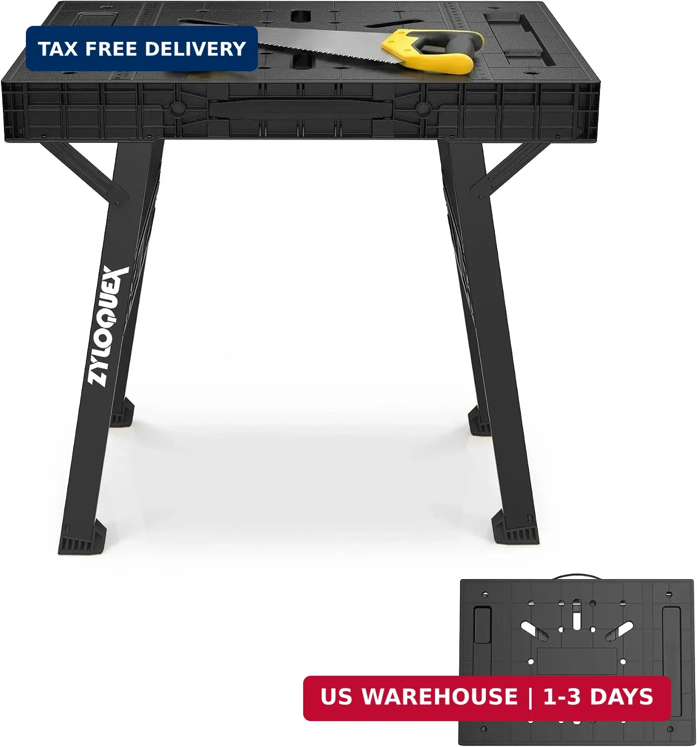 Foldable Work Bench, Portable Work Table, 34"x25"x31", for Garage | 1650lbs Capa