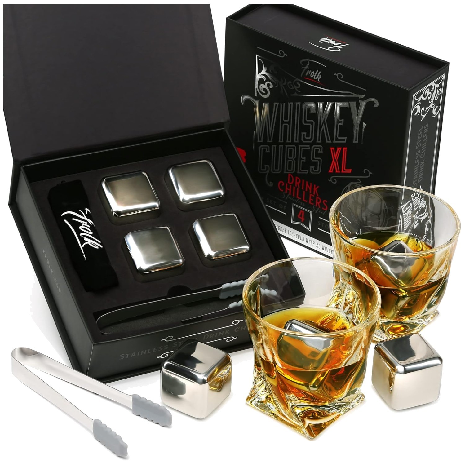 Whiskey Ice Cubes & Special Tongs