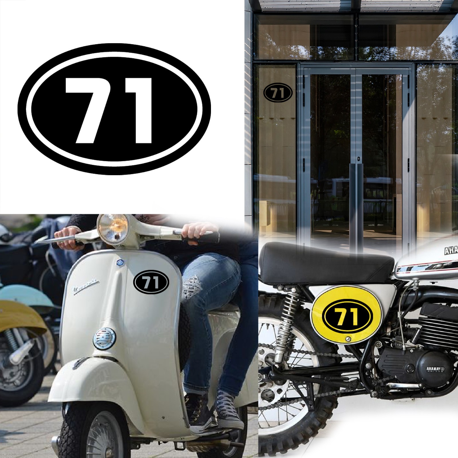 Number 71 V2 Oval, Sticker Vinyl