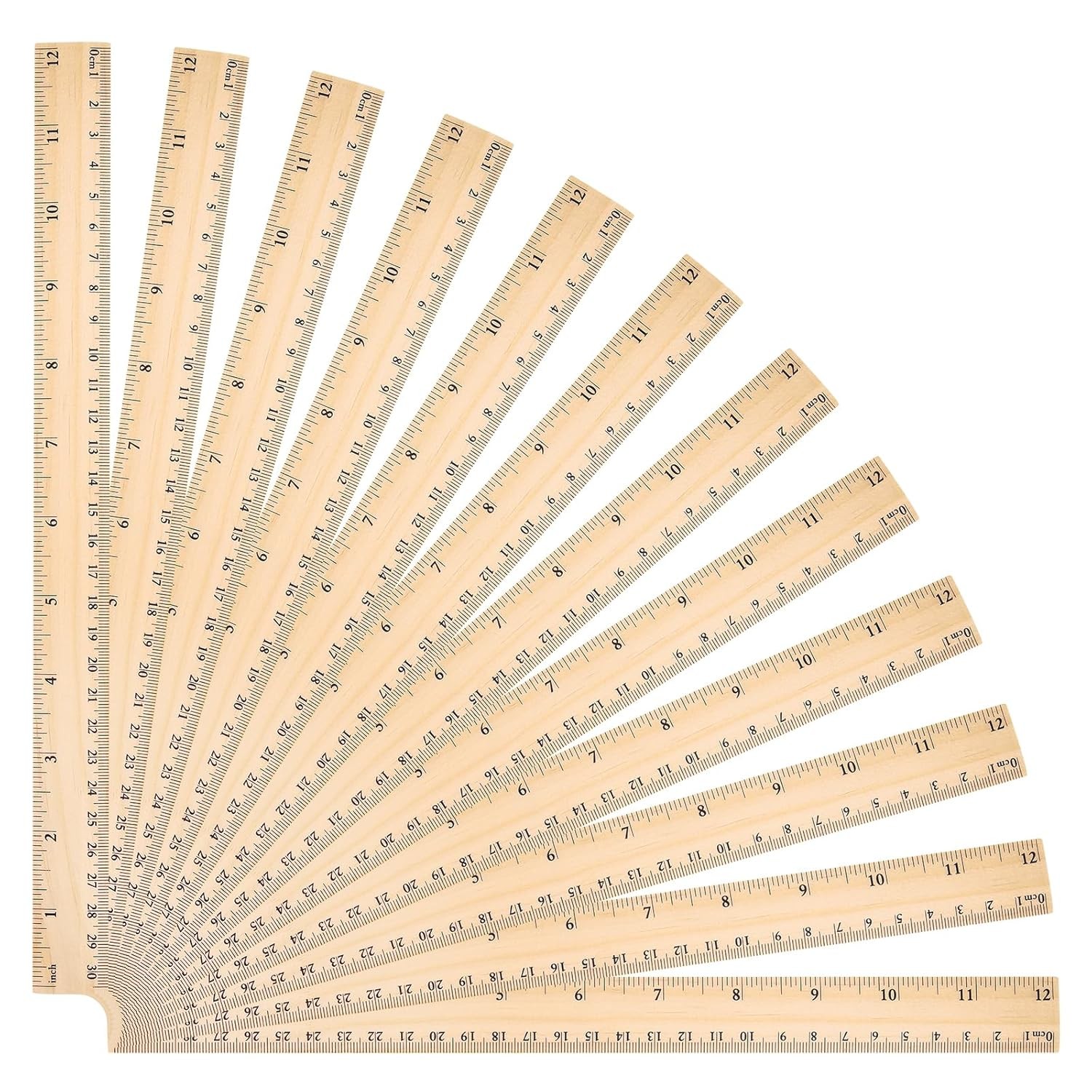 Ruler 12 Inch Wooden Rulers 12 Packs for School,Home and Office(30 cm)